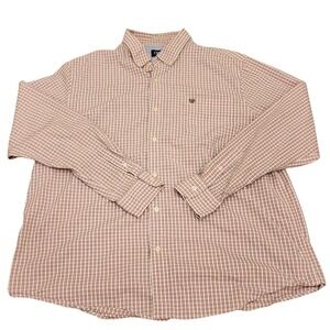 Chaps Shirt Men's Size 2XL Pink/Blue‎ Plaid L/S Button Down Big 162088 Casual